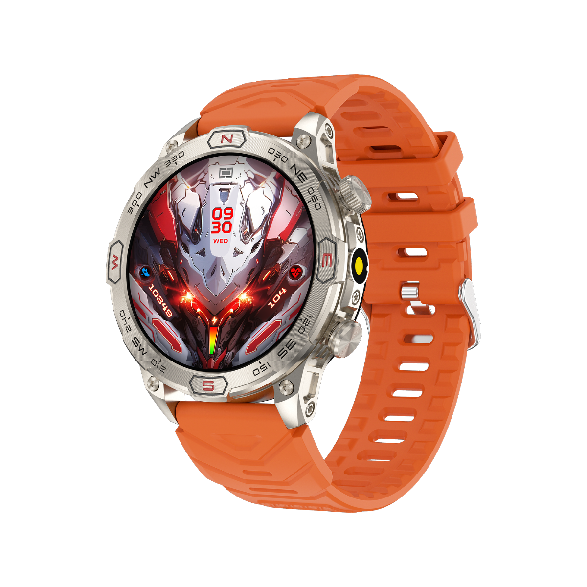 401 Outdoor Smartwatch black silicone strap front view showing 1.43 inch AMOLED display"